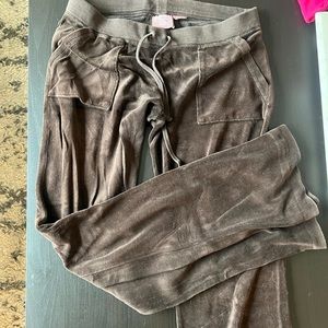 Vintage juicy couture- chocolate brown velour wide leg pants- size small